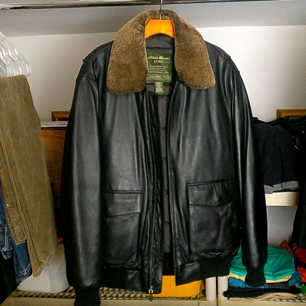 Eddie Bauer leather quilted jacket